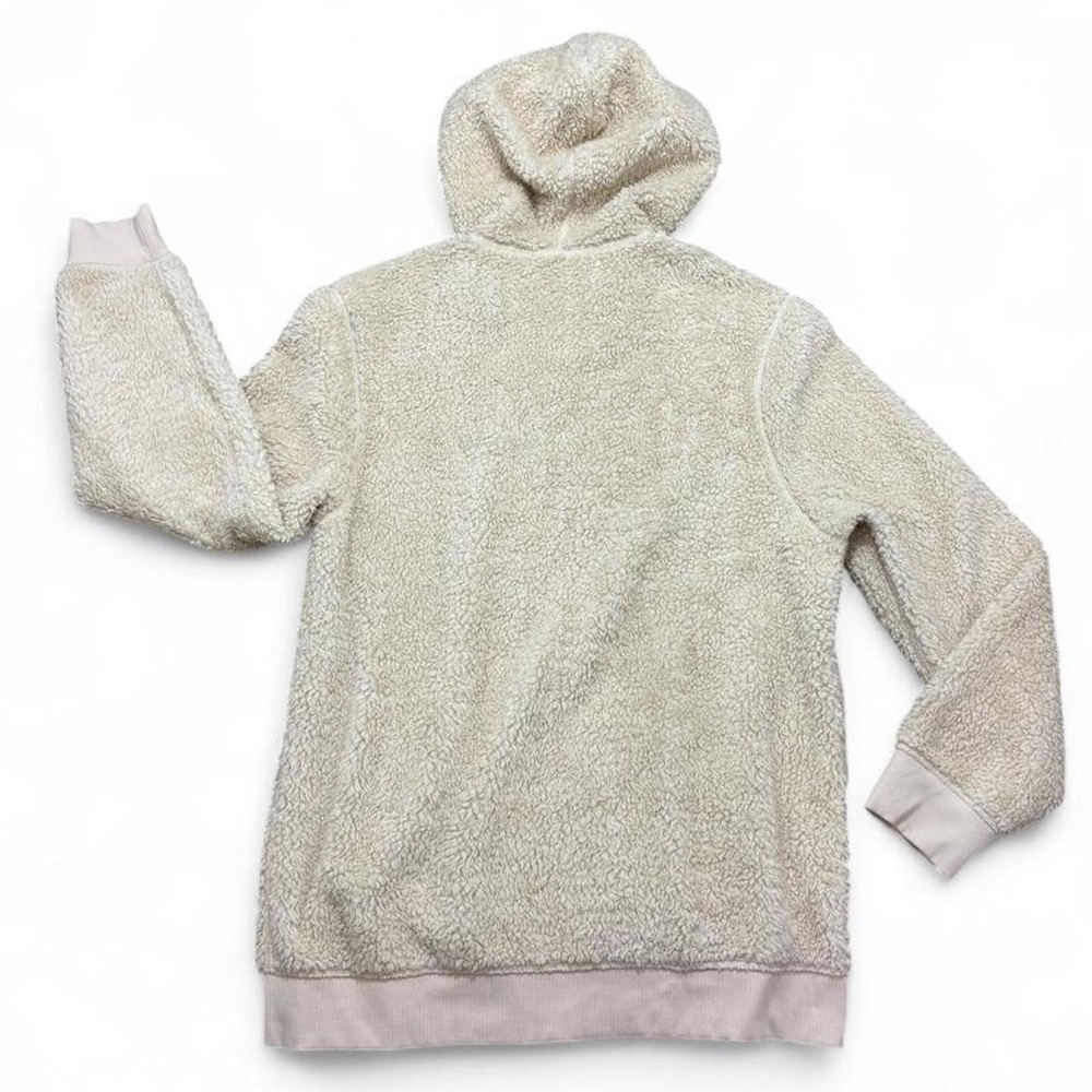 Reversible Sherpa Zip-Up Hoodie Club Room Light Gray Cream Y2K Casual Lounge M - Picture 5 of 8